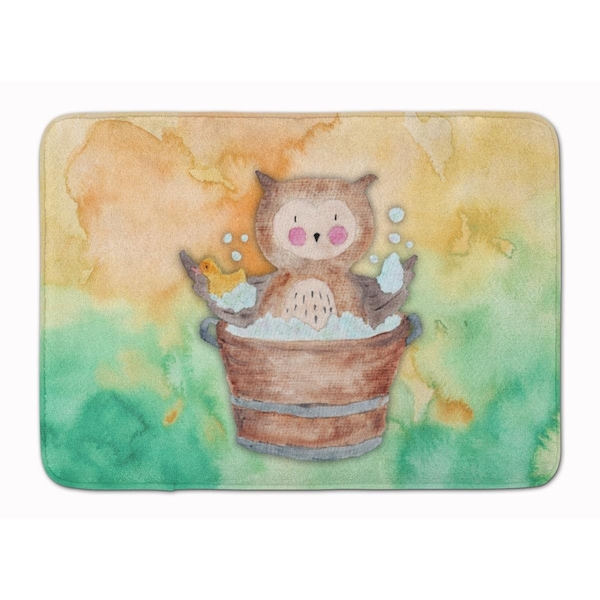 Carolines Treasures Owl Bathing Watercolor Machine Washable Memory Foam Mat BB7342RUG - main